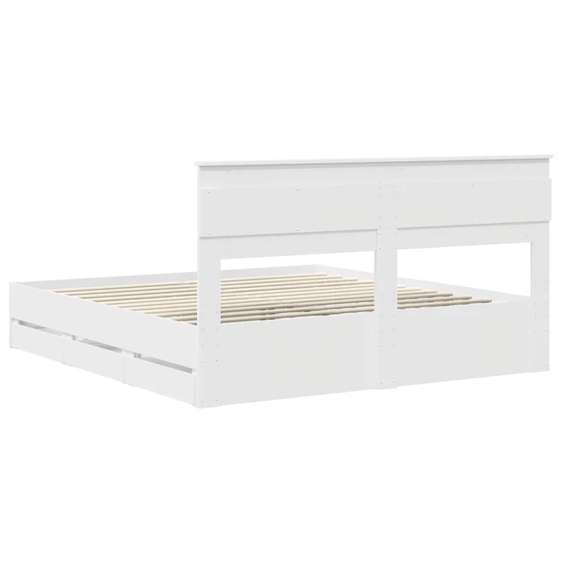 Bed Frame with Drawer White 180 x 200 cm Engineer Wood