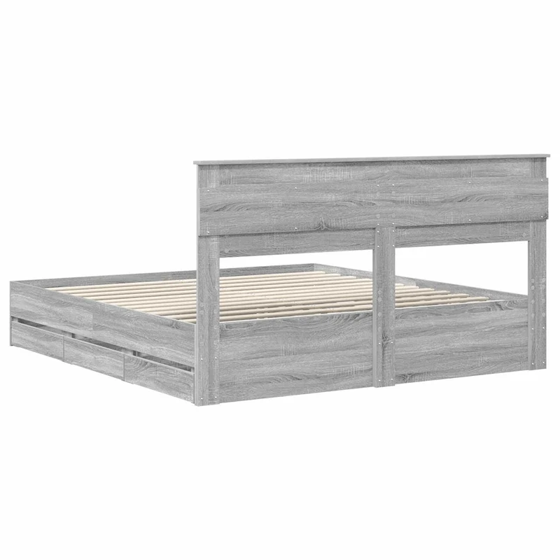 Bed Frame with Drawer Grey Sonoma 180 x 200 cm Engineer Wood