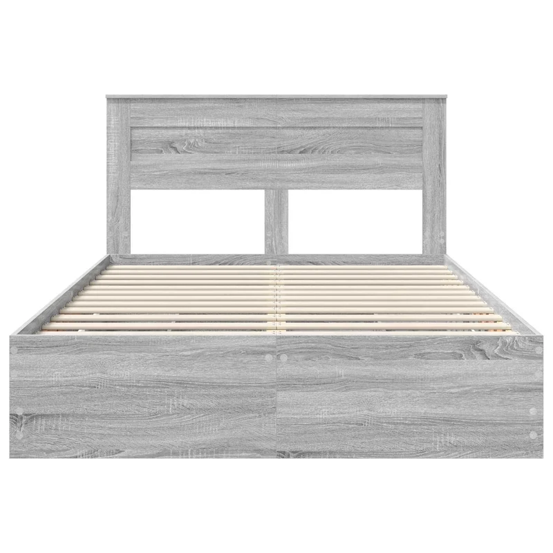 Bed Frame with Drawer Grey Sonoma 150 x 200 cm Engineer Wood