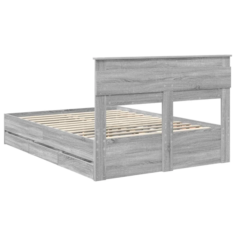 Bed Frame with Drawer Grey Sonoma 150 x 200 cm Engineer Wood