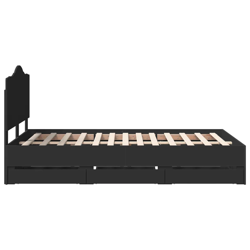 Bed Frame with Drawer Black 120 x 190 cm Engineer Wood