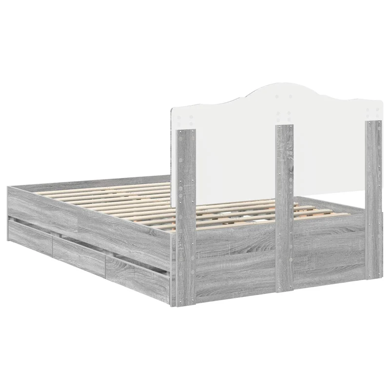 Bed Frame with Drawer Grey Sonoma 120 x 190 cm Engineer Wood