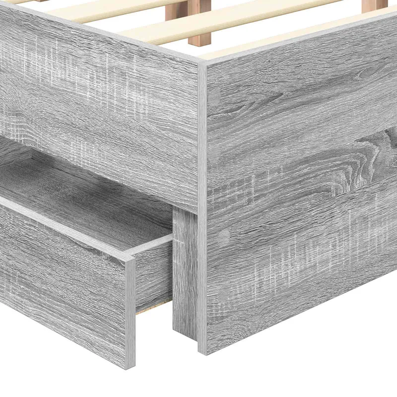 Bed Frame with Drawer Grey Sonoma 120 x 190 cm Engineer Wood