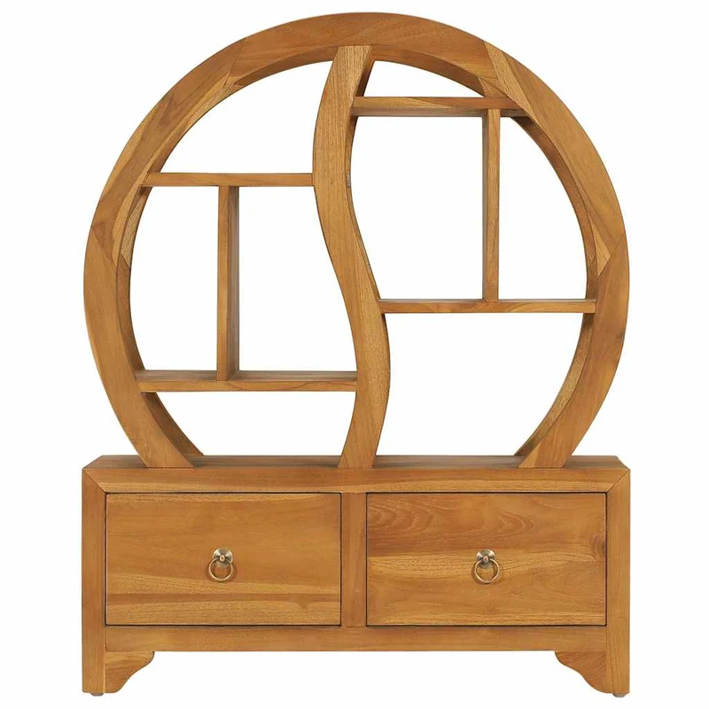 320773 vidaXL Cabinet with Yin Yang Shelf 68x26x83 cm Solid Teak Wood