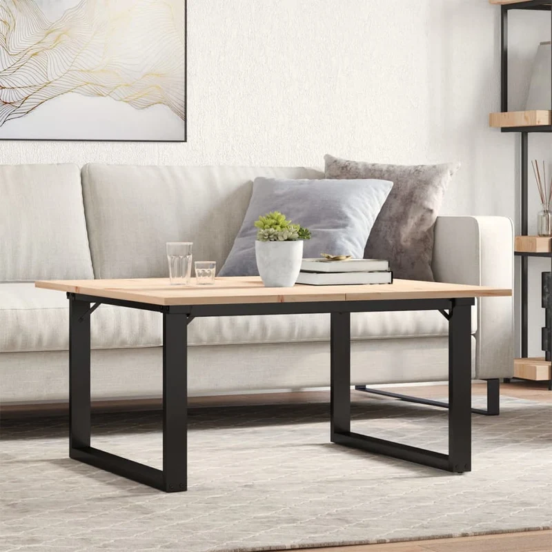 Coffee Table O-Frame 80x80x45 cm Solid Wood Pine and Steel