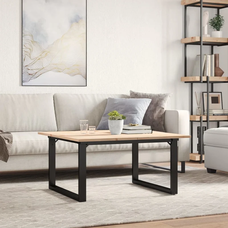 Coffee Table O-Frame 80x80x45 cm Solid Wood Pine and Steel