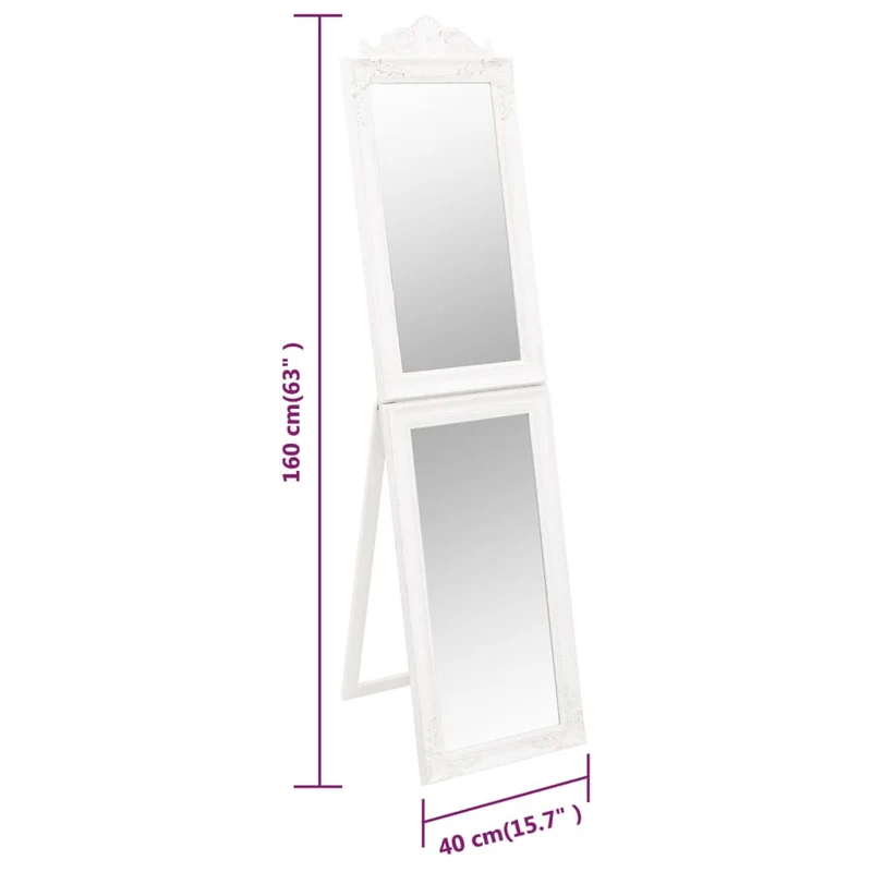 Free-Standing Mirror White 40x160 cm