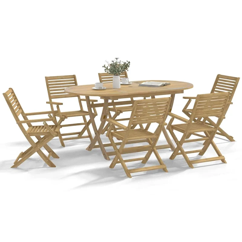 7 Piece Garden Dining Set Solid Wood Acacia
