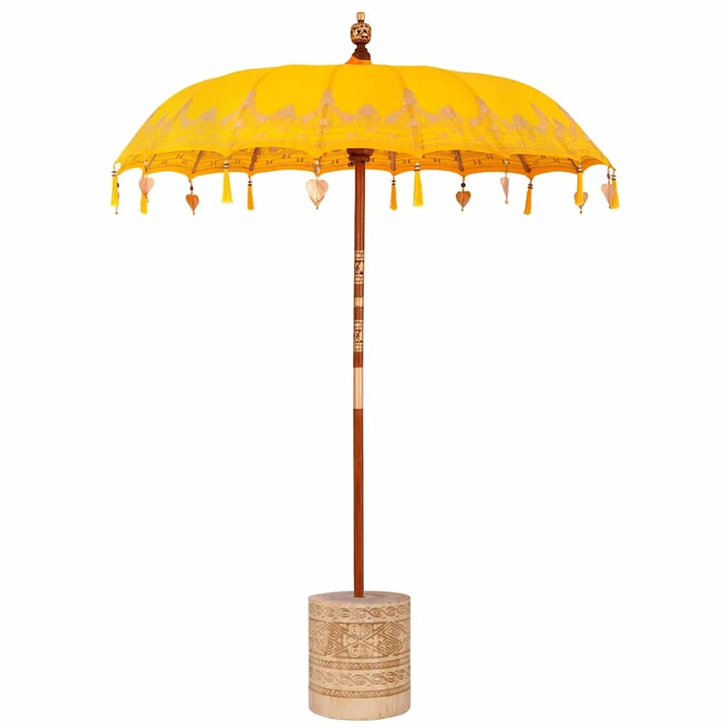 Balinese Parasol with Base Yellow 185 x 185 x 260 cm