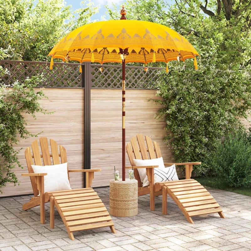 Balinese Parasol with Base Yellow 185 x 185 x 260 cm