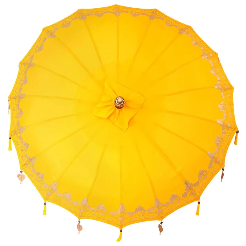 Balinese Parasol with Base Yellow 185 x 185 x 260 cm