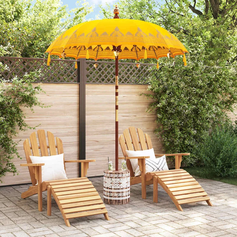 Balinese Parasol with Base Yellow 185 x 185 x 260 cm