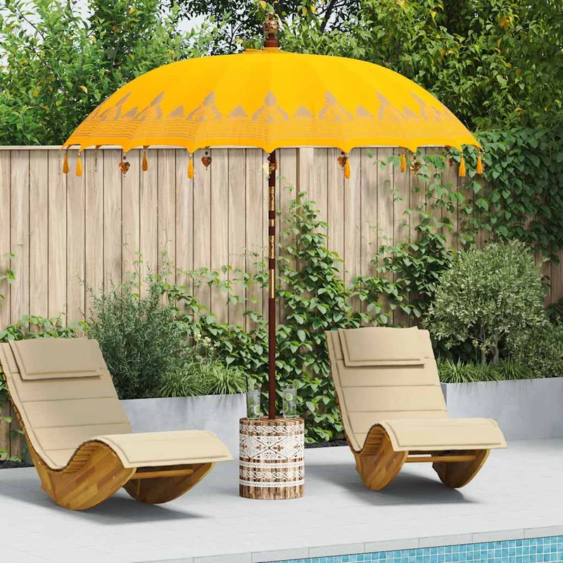 Balinese Parasol with Base Yellow 215 x 215 x 260 cm