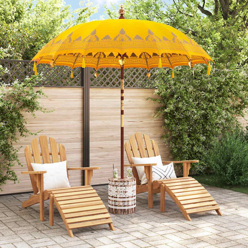 Balinese Parasol with Base Yellow 215 x 215 x 260 cm
