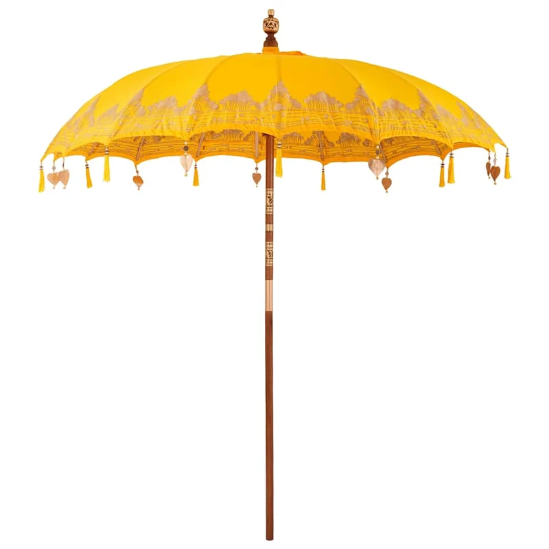 Balinese Parasol with Base Yellow 215 x 215 x 260 cm