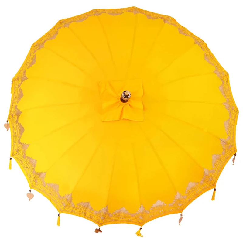 Balinese Parasol with Base Yellow 215 x 215 x 260 cm