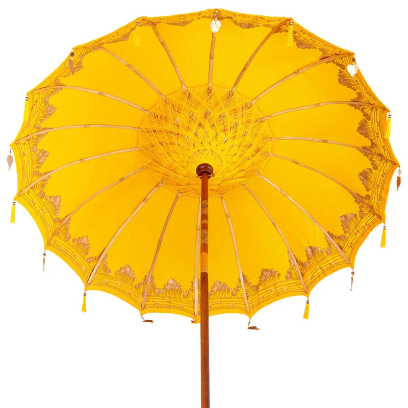 Balinese Parasol with Base Yellow 215 x 215 x 260 cm