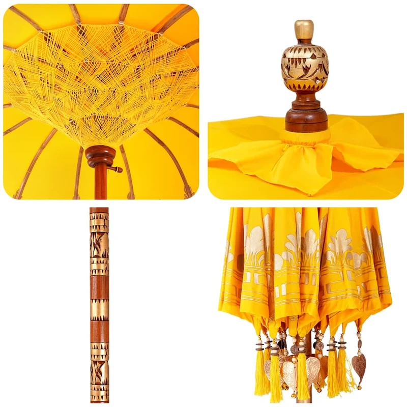 Balinese Parasol with Base Yellow 215 x 215 x 260 cm