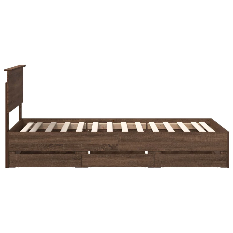 Bed Frame with Drawer Brown Oak 90 x 200 cm Engineer Wood
