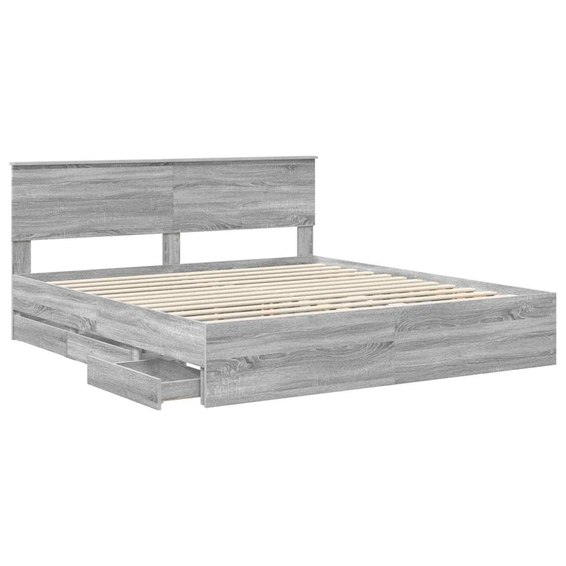 Bed Frame with Drawer Grey Sonoma 180 x 200 cm Engineer Wood
