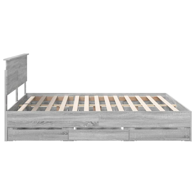 Bed Frame with Drawer Grey Sonoma 180 x 200 cm Engineer Wood