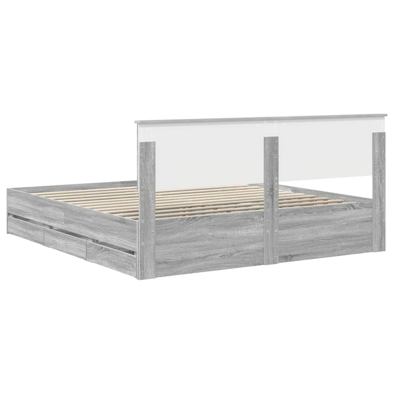 Bed Frame with Drawer Grey Sonoma 180 x 200 cm Engineer Wood