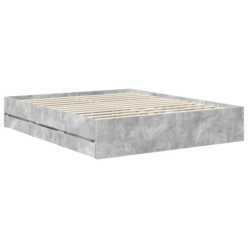 Bed Frame with Drawer Concrete Grey 160 x 200 cm Engineer Wood