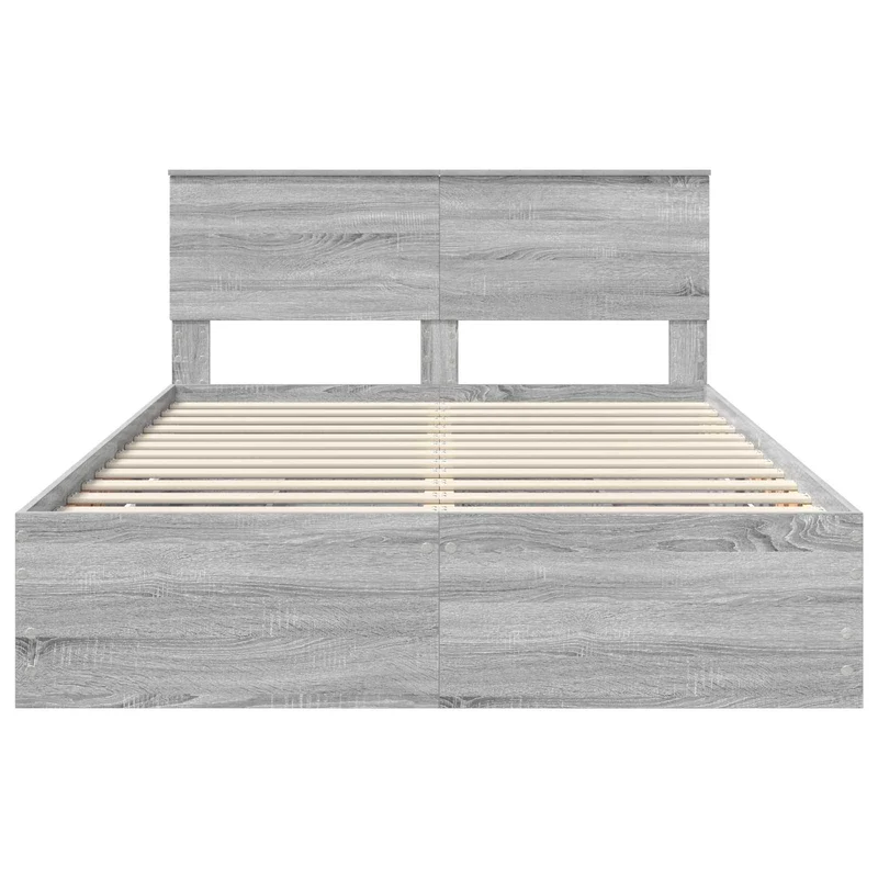 Bed Frame with Drawer Grey Sonoma 160 x 200 cm Engineer Wood