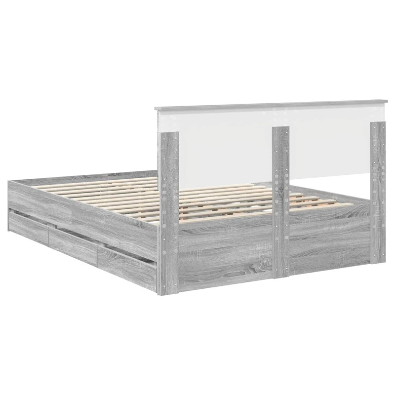 Bed Frame with Drawer Grey Sonoma 160 x 200 cm Engineer Wood