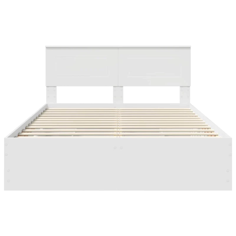 Bed Frame with Drawer White 140 x 190 cm Engineer Wood
