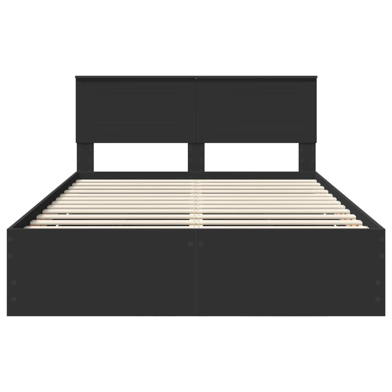 Bed Frame with Drawer Black 140 x 190 cm Engineer Wood
