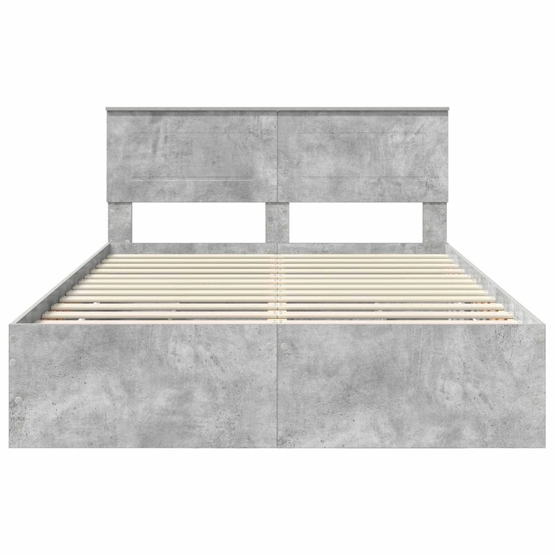 Bed Frame with Drawer Concrete Grey 140 x 190 cm Engineer Wood