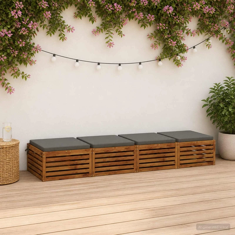 Seat Cushions SOEST 4 pcs 100% Polyester Grey 80 x 80 x 5 cm
