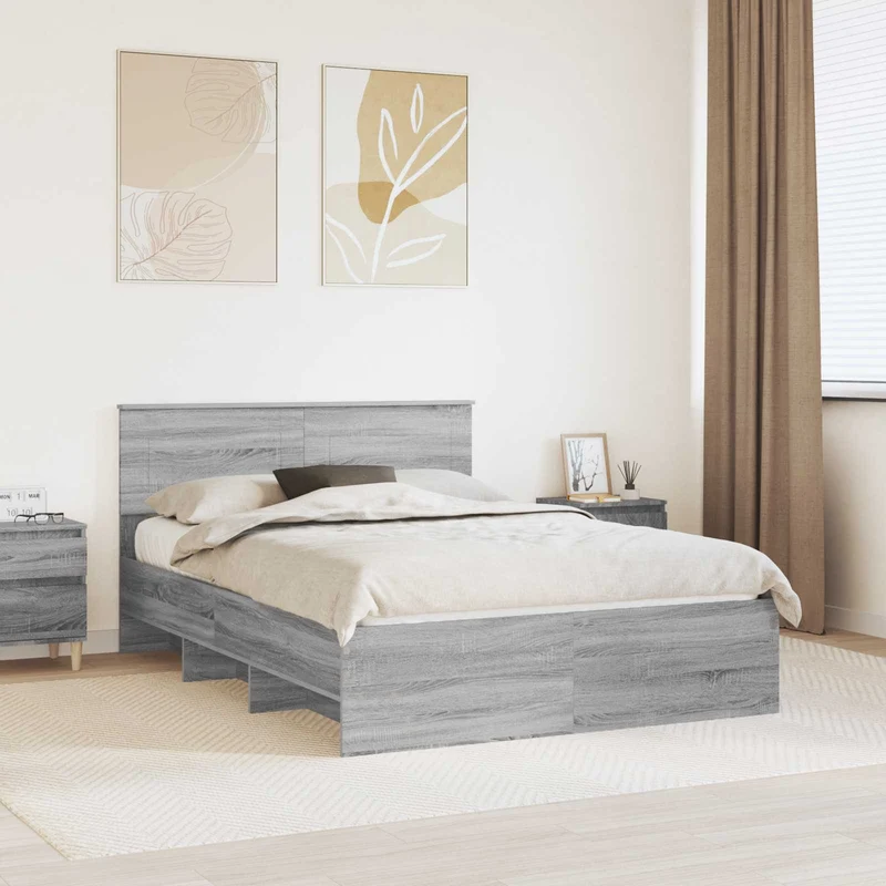 Bed Frame Grey Sonoma 150 x 200 cm Engineered Wood