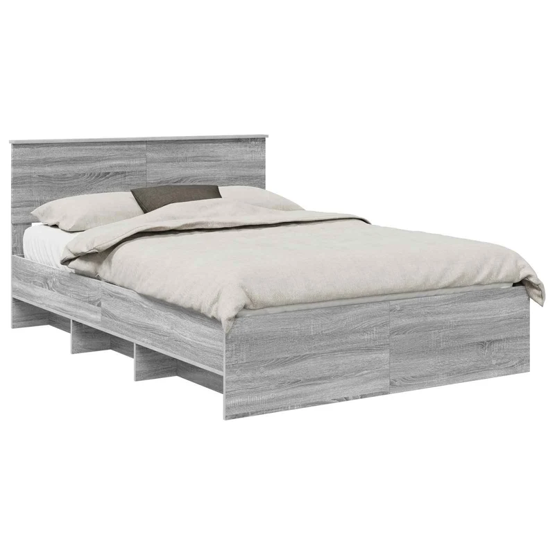 Bed Frame Grey Sonoma 150 x 200 cm Engineered Wood