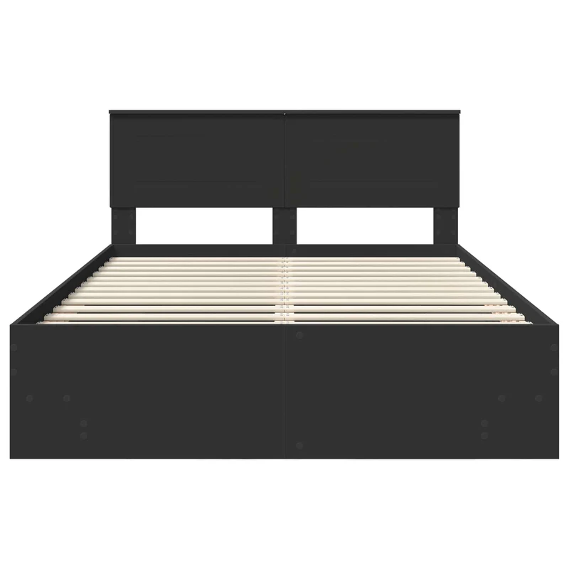 Bed Frame with Headboard Black 140 x 200 cm Engineered Wood
