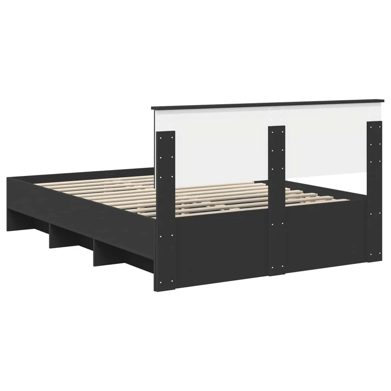 Bed Frame with Headboard Black 140 x 200 cm Engineered Wood
