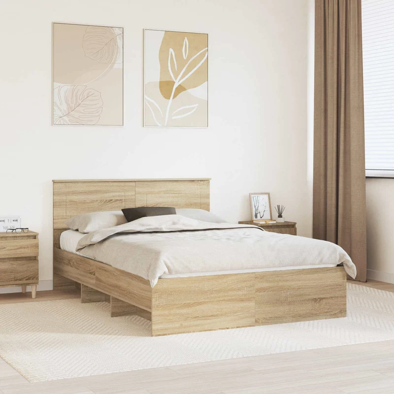 Bed Frame Sonoma Oak 140 x 200 cm Engineered Wood