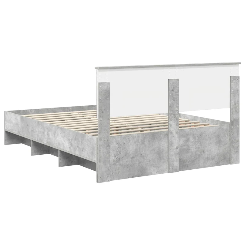 Bed Frame Concrete Grey 140 x 200 cm Engineered Wood