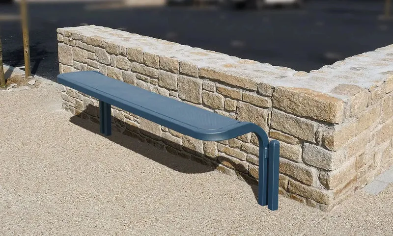 Banquette Conviviale® 2 000 mm sans dossier, assise en tôle perforée 2 mm, tube acier cintré 40 x 40 mm