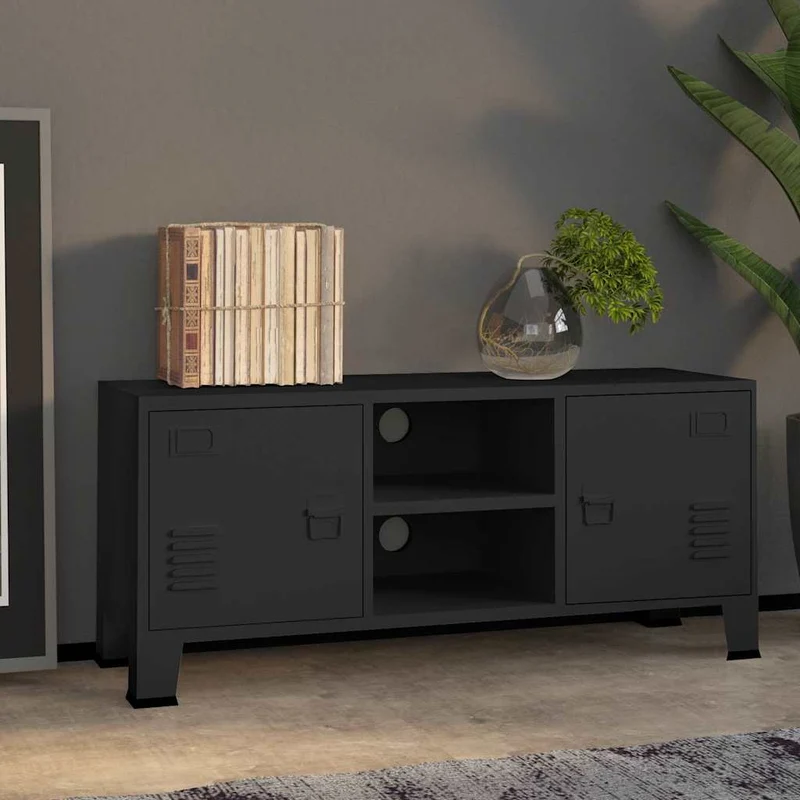 339618 vidaXL Industrial TV Cabinet Black 105x35x42 cm Metal