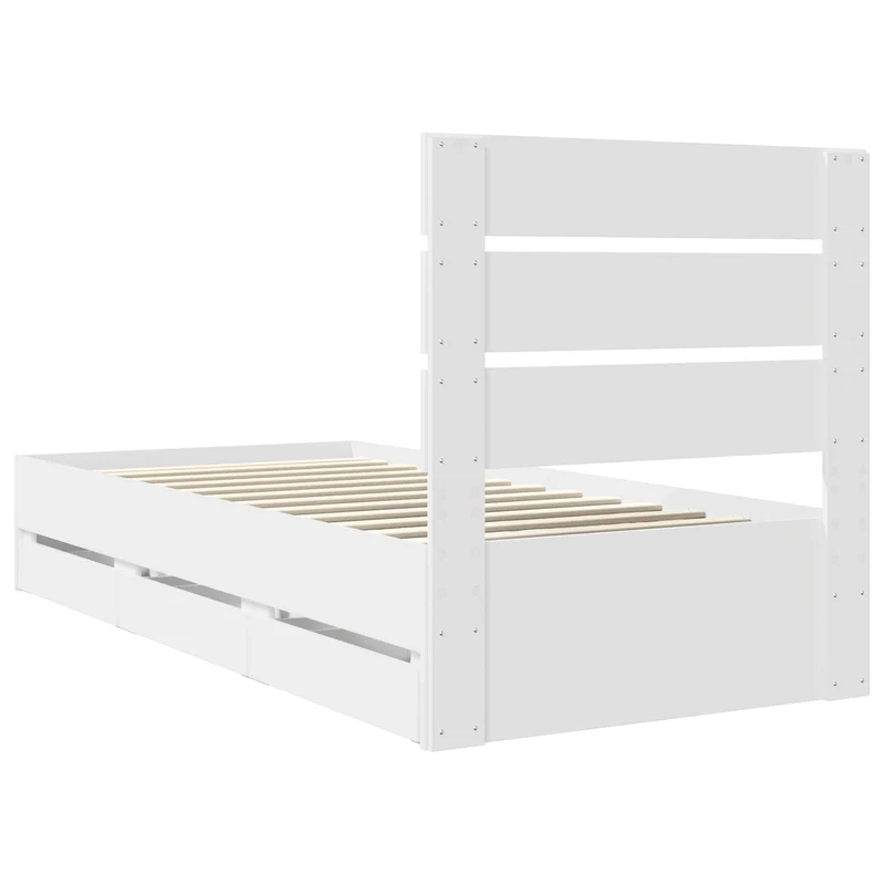 Bed Frame with Drawer White 100 x 200 cm Engineer Wood