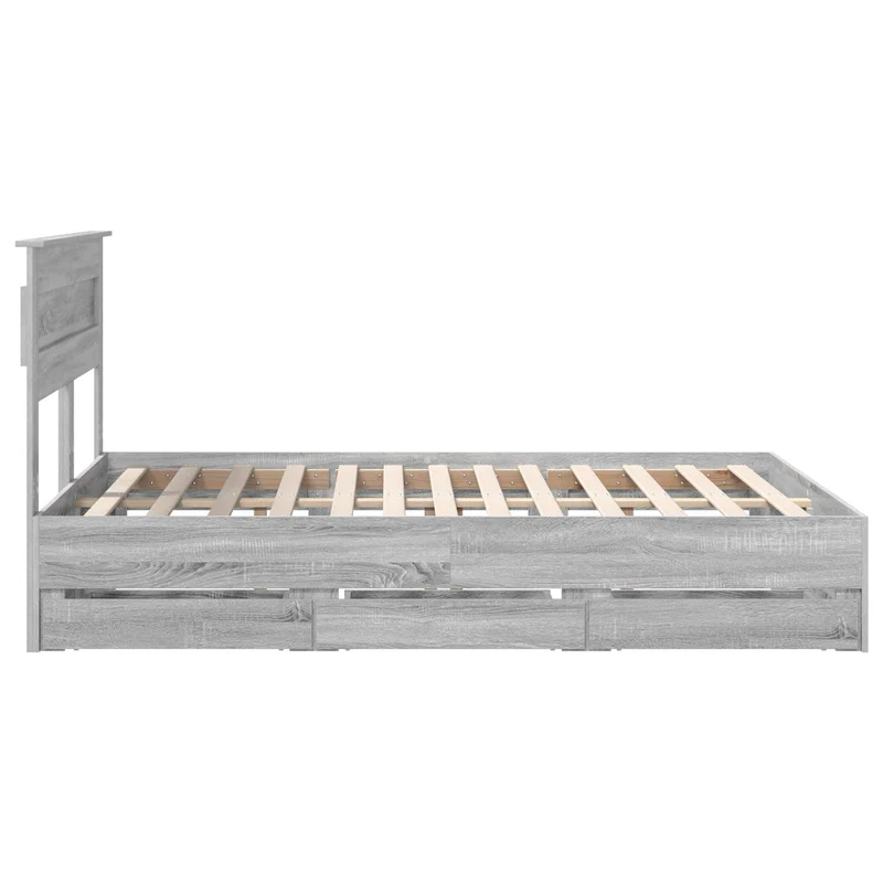 Bed Frame with Drawer Grey Sonoma 140 x 200 cm Engineer Wood