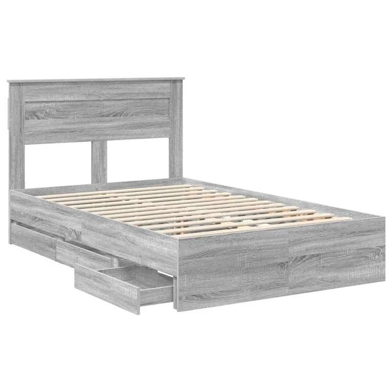 Bed Frame with Drawer Grey Sonoma 120 x 190 cm Engineer Wood