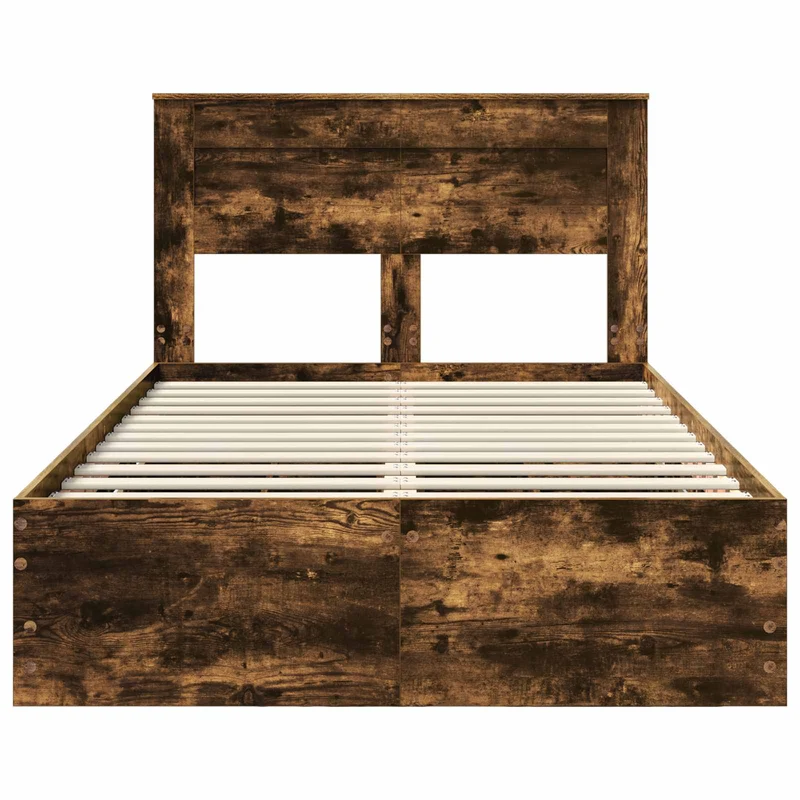 Bed Frame with Drawer Smoked Oak 120 x 200 cm Engineer Wood