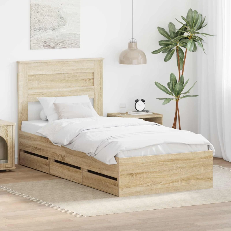 Bed Frame with Drawer Sonoma Oak 100 x 200 cm Engineer Wood