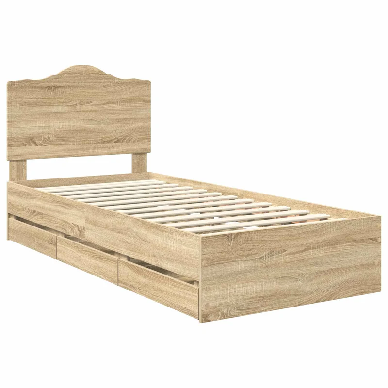 Bed Frame with Drawer Sonoma Oak 100 x 200 cm Engineer Wood