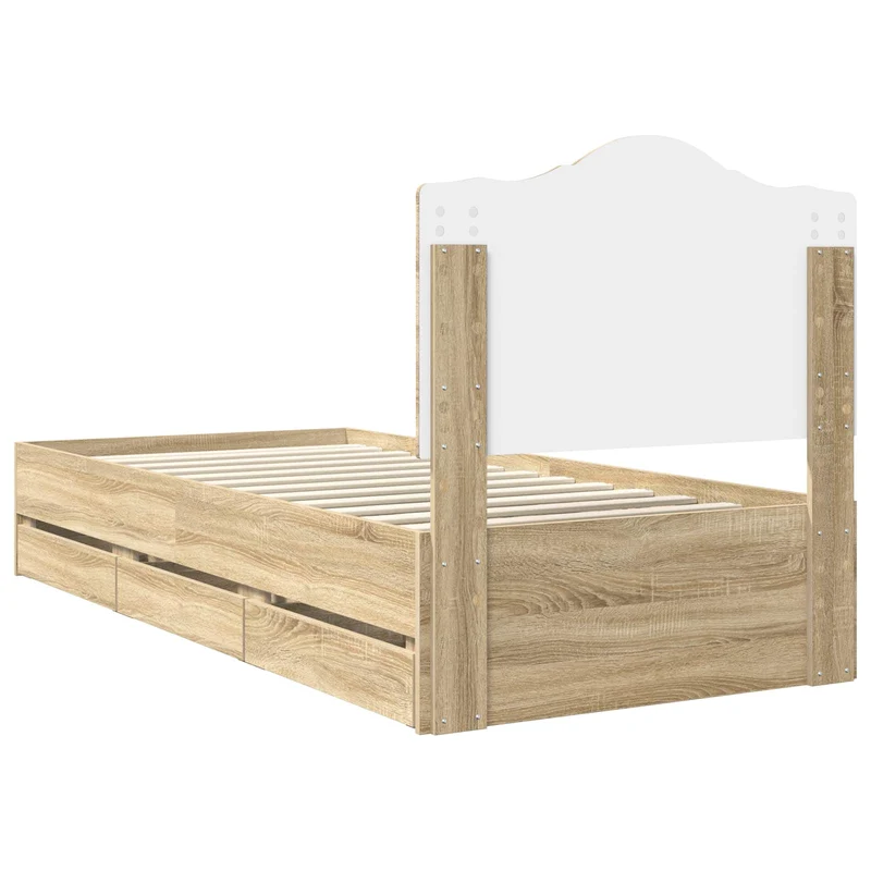 Bed Frame with Drawer Sonoma Oak 100 x 200 cm Engineer Wood