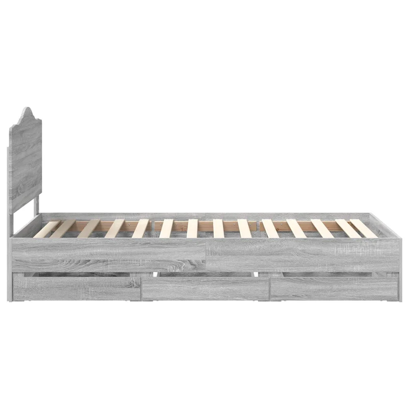 Bed Frame with Drawer Grey Sonoma 100 x 200 cm Engineer Wood