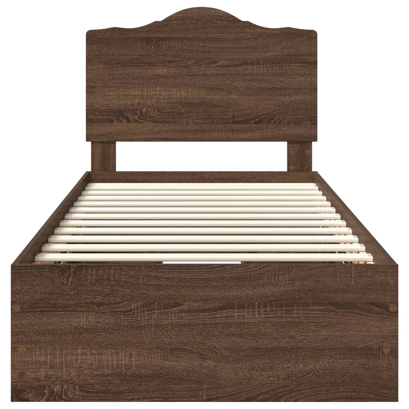 Bed Frame with Drawer Brown Oak 100 x 200 cm Engineer Wood